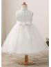 Ivory Sequin Tulle Flower Girl Dress With Double Bow